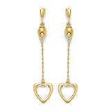 Heart Drop Earrings in 14K Gold