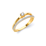 White CZ Ladies Ring in 14K Two-Tone Gold