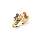 Multi-Color Ladies Ring in 14K Gold