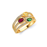 Multi-Color CZ Ladies Ring in 14K Gold