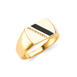 White CZ and Onyx Mens Ring in 14K Gold