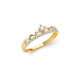 White CZ Tiara Ladies Ring in 14K Gold