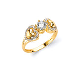 White CZ Heart Ladies Ring in 14K Gold