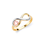 Ladies Ring Heart in 14K Tri-Color Gold