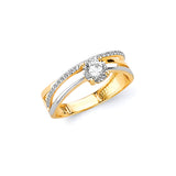 White CZ Ladies Ring in 14K Two-Tone Gold