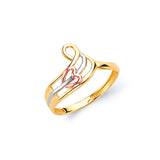 Ladies Ring Heart in 14K Tri-Color Gold