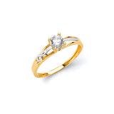 White CZ Ladies Ring in 14K Two-Tone Gold