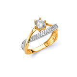 White CZ Ladies Ring in 14K Two-Tone Gold