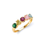 Multi-Color CZ Heart Ladies Ring in 14K Gold