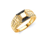 Black CZ Fancy Men Ring in 14K Gold