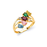 Multi-Color CZ Ladies Ring in 14K Gold