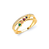 Multi-Color CZ Ladies Ring in 14K Gold