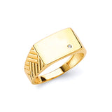 White CZ Fancy Mens Ring in 14K Gold