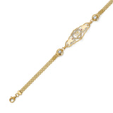 Adjustable 7-8 Inch Fancy White &  Pink CZ Quinceañera Bracelet in 14K Gold