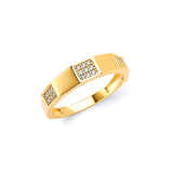 White CZ Channel Unisex Ring in 14K Gold