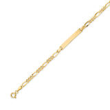 6" inch Figaro Kids Border ID Bracelet in 14K Gold