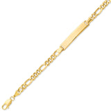 6" inch Figaro Kids Border ID Bracelet in 14K Gold