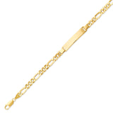 Figaro Unisex ID Bracelet in 14K Gold