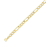 Figaro Unisex Link Bracelet in 14K Gold