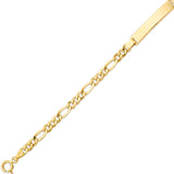 7.5 Inch Figaro Unisex ID Bracelet in 14K Gold