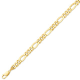 Figaro Mens Link Bracelet in 14K Gold