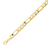 Figaro Mens Link Bracelet in 14K Gold