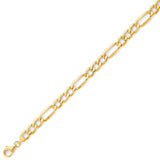 Figaro Mens Link Bracelet in 14K Gold