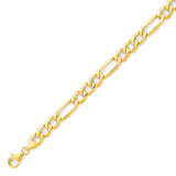 Figaro Mens Link Bracelet in 14K Gold