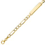 6" inch Figaro Kids ID Bracelet in 14 Gold