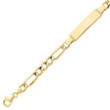 7.5 Inch Figaro Unisex ID Bracelet in 14K Gold