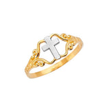 Cross Ladies Ring in 14K Two-Tone Gold