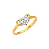 White CZ Heart Ladies Ring in 14K Two-Tone Gold