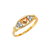 White CZ Heart Ladies Ring in 14K Two-Tone Gold