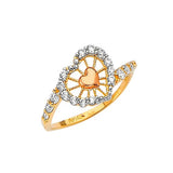 White CZ Heart Ladies Ring in 14K Two-Tone Gold