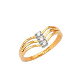 White CZ Multi-Band Ladies Ring in 14K Two-Tone Gold