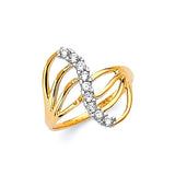 White CZ Ladies Ring in 14K Two-Tone Gold