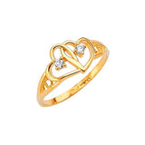 White CZ Heart Ladies Ring in 14K Gold