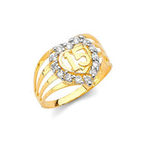 White CZ Heart Ladies Ring in 14K Two-Tone Gold