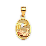 Baptism Kids Pendant in 14K Tri-Color Gold