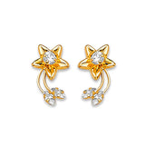 Crawler Stud Earrings with White CZ in 14K Gold and Butterfly Backing