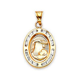 White CZ Baptism Kids Pendant in 14K Gold