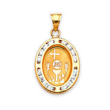 White CZ First Communion Kids Pendant in 14K Gold