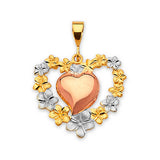 Flower Ladies Pendant in 14K Tri-Color Gold