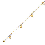 Adjustable 9"-10" Heart Charm Anklet in 14K Two-Tone Gold