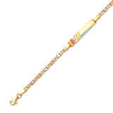 6 inch Mexican Kids Border ID Bracelet In 14K Tri-Color Gold