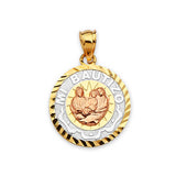 Baptism Kids Pendant in 14K Tri-Color Gold