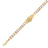 6" inch Cuban Kids Bracelet In 14K Tri-Color Gold