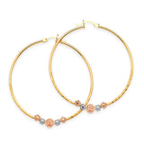 Flower Hoop Earrings in 14K Tri-Color Gold