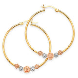 Flower Hoop Earrings in 14K Tri-Color Gold