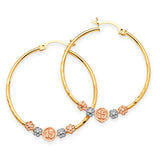 Flower Hoop Earrings in 14K Tri-Color Gold